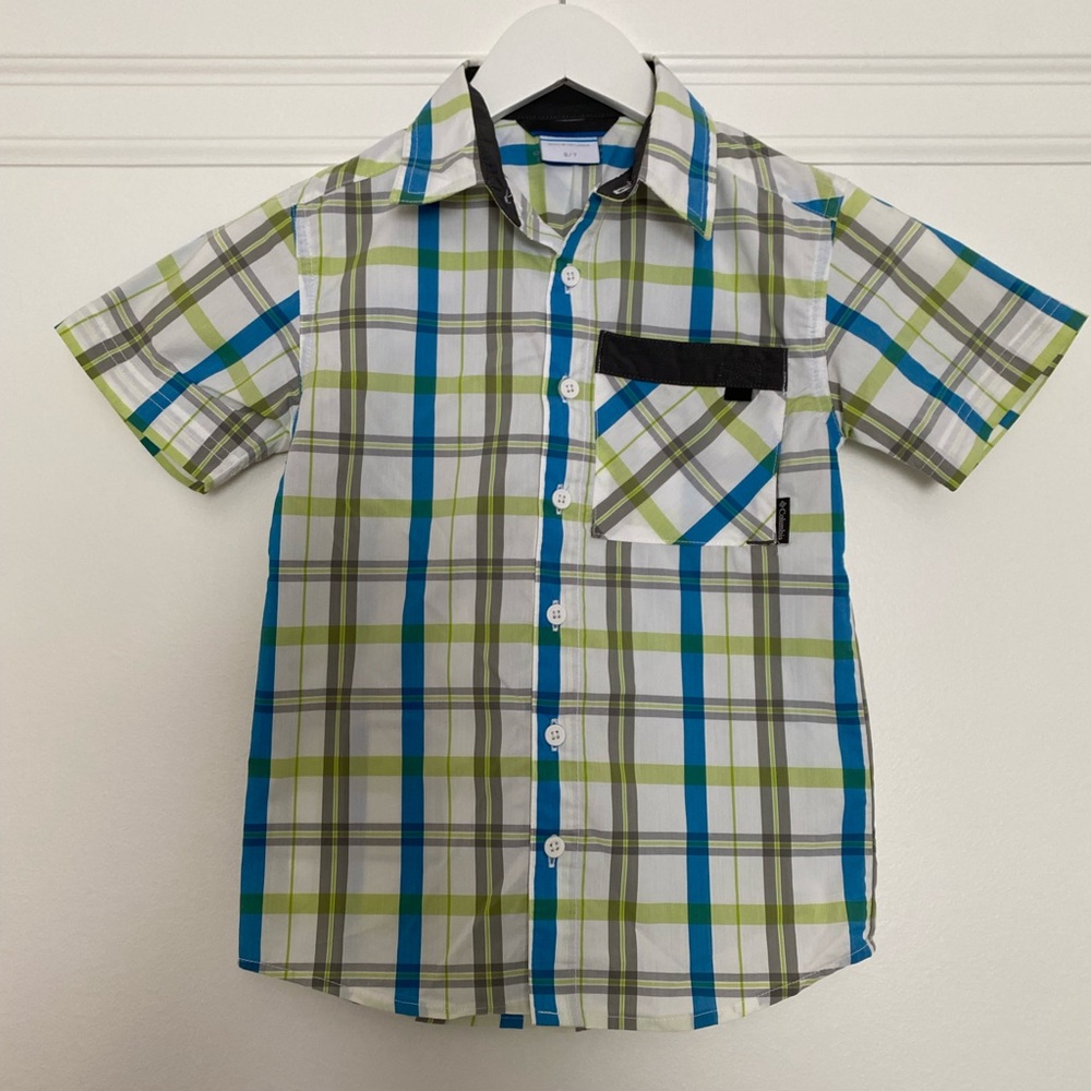 Kids Columbia Plaid Shirt - Blue, Green, and Black